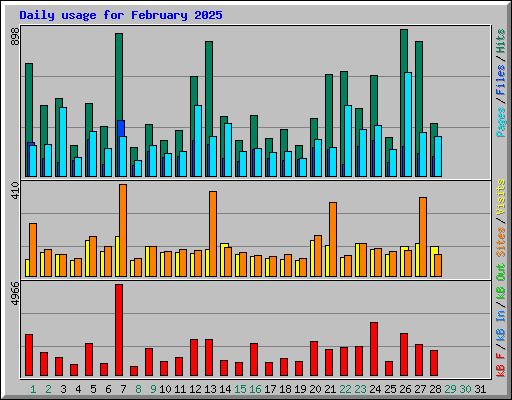 Daily usage for February 2025